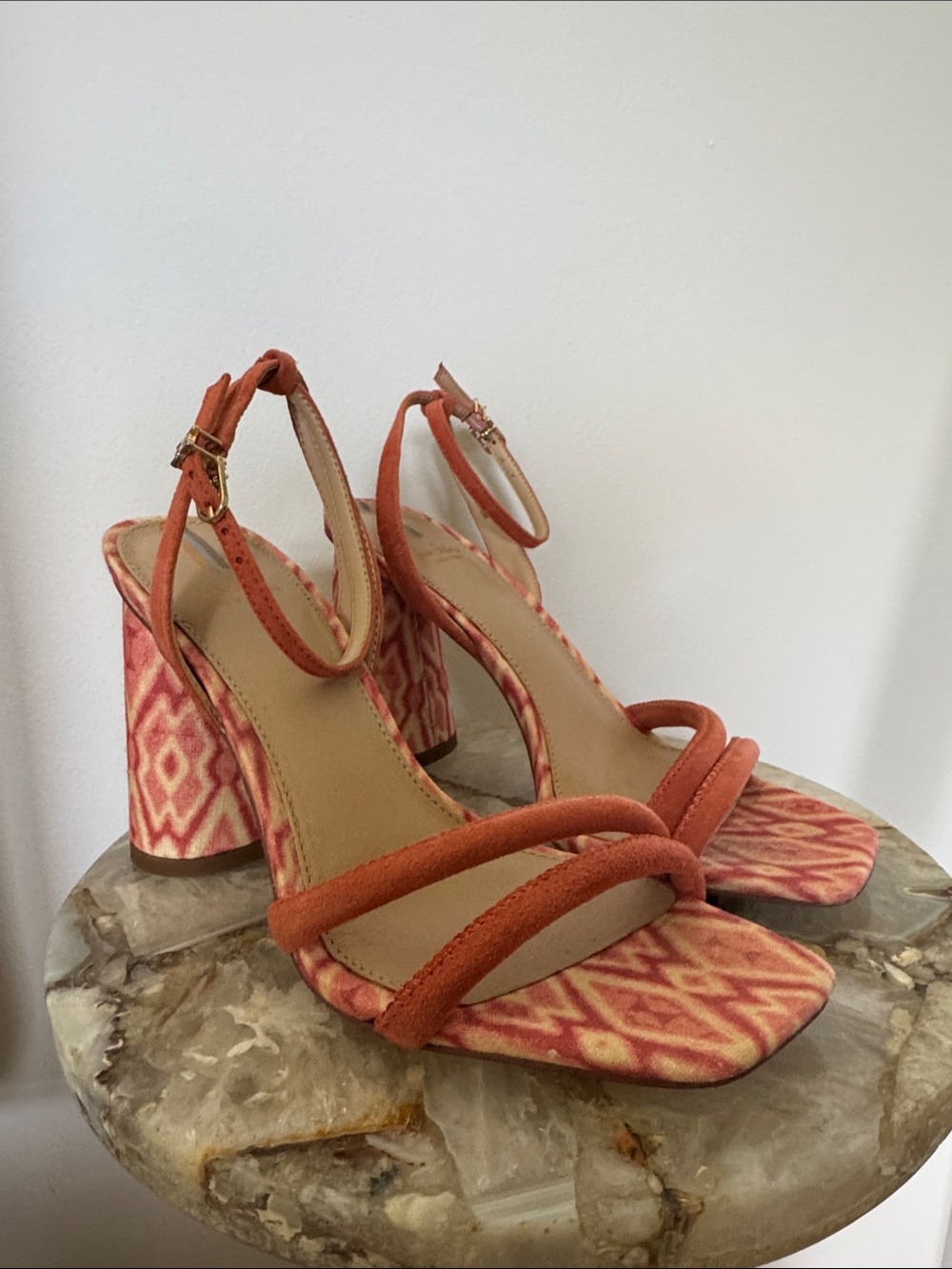 Sam Edelman Coral Patterned Block Heel Sandals